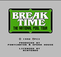 Break Time - The National Pool Tour (USA) Title Screen